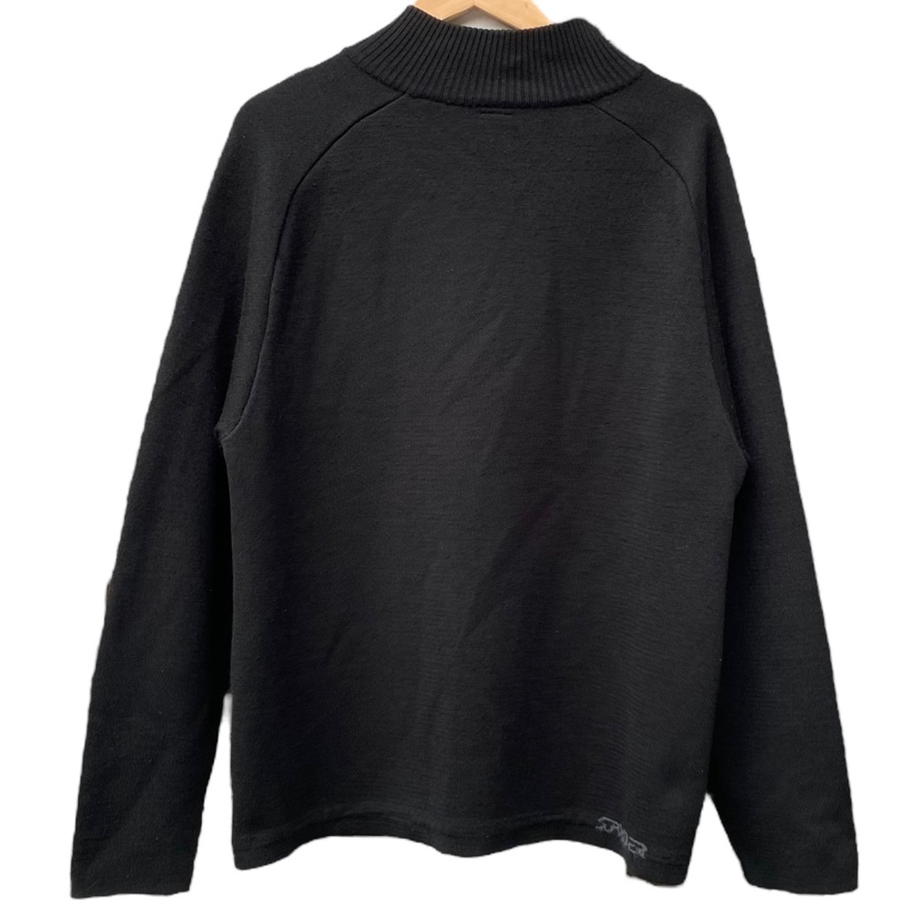 Spyder Sweater Men's Black Wool Blend 1/4 Zip Pullover Ribbed Size Large - Picture 3 of 8